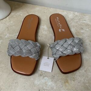 Mariella made in Italy Silver braided detail Women's Sandals size 9 women NWOB!